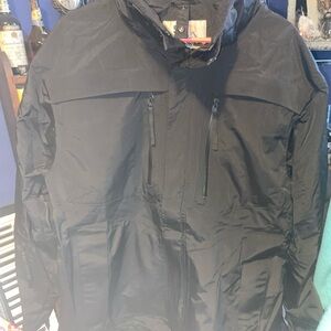 5.11 Tactical Black Raincoat with Water-Resistant Fabric and Wide Collar